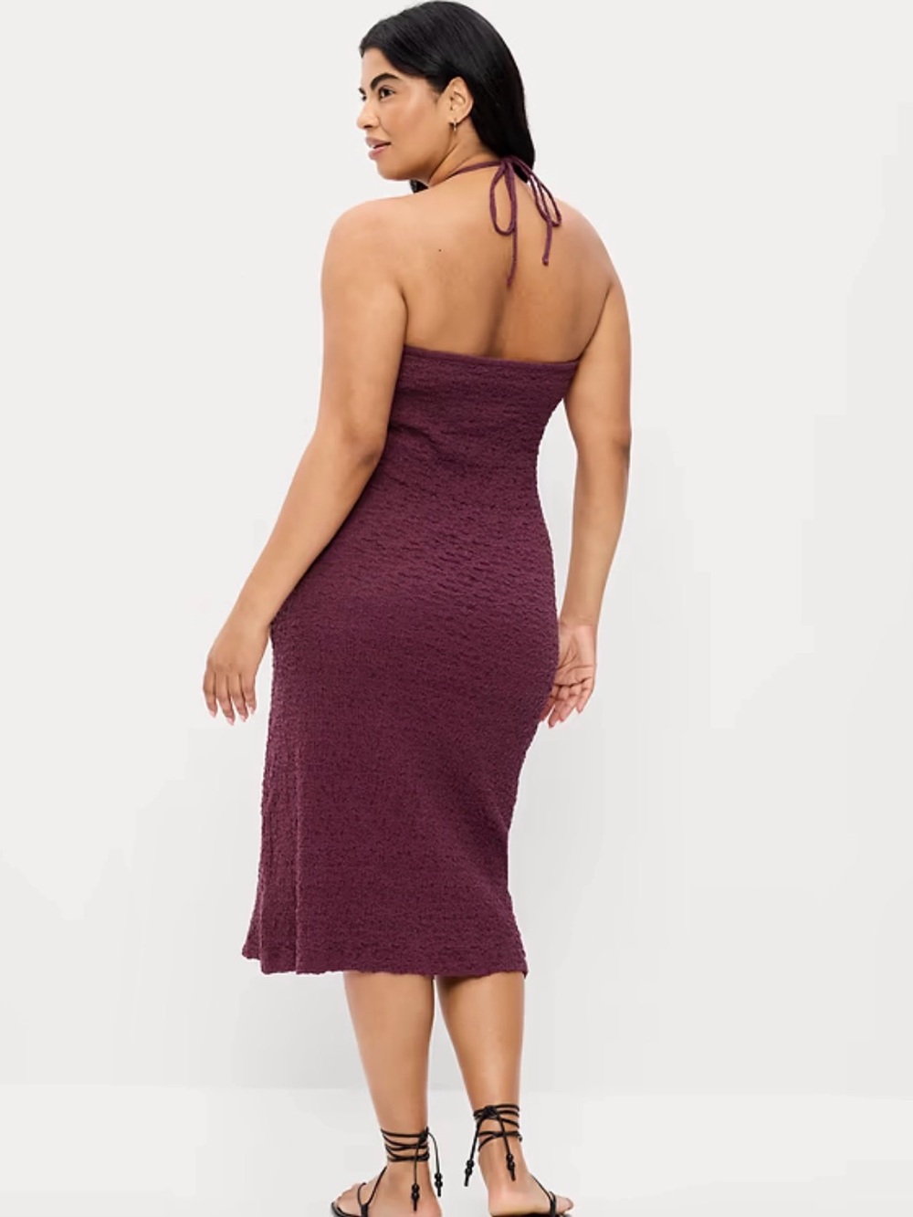 Old Navy Plum Textured Halter Midi Dress - XL - Picture 2 of 3